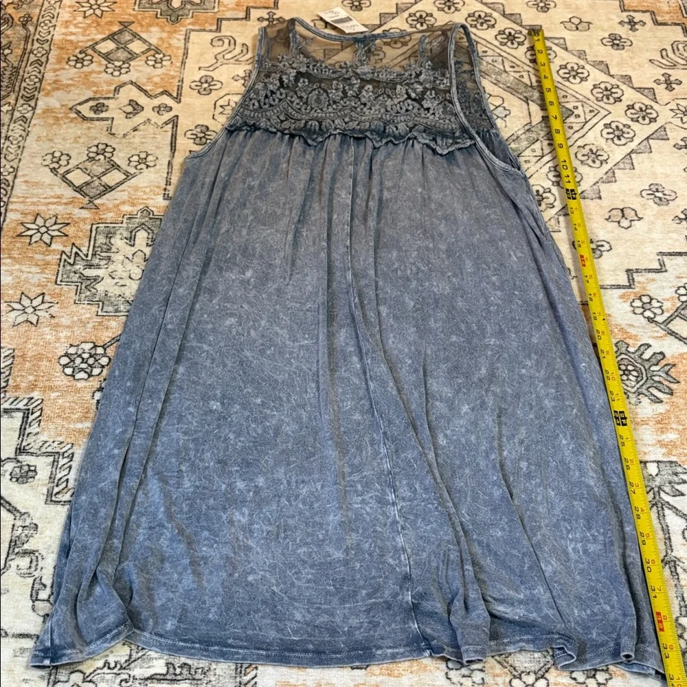 NWT BÖHME L J&M so soft sleeveless boho dress w/ embroidered top, marbled blue - Picture 9 of 9